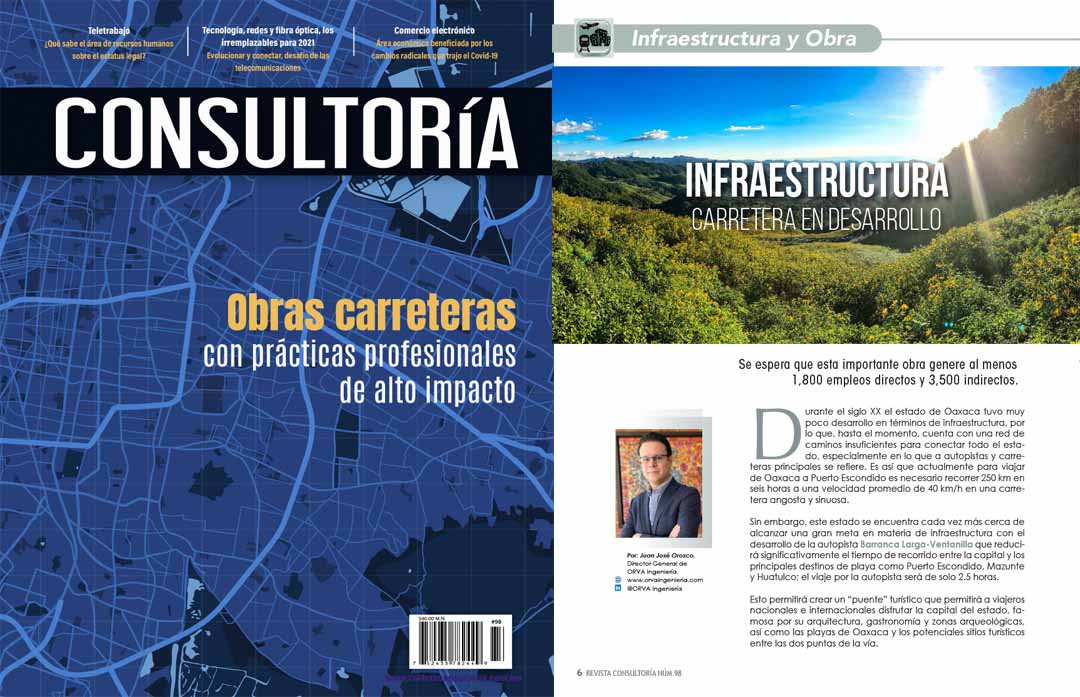 Revista Consultor&iacute;a Obras carreteras con prácticas profesionales de alto impacto